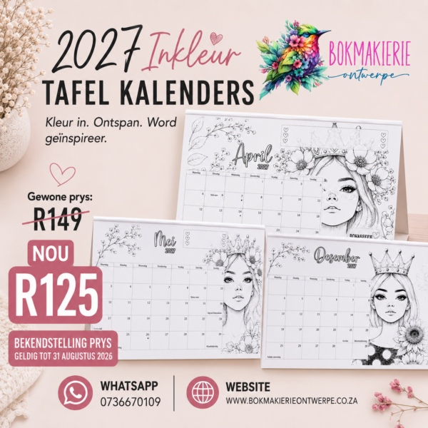 2027 Inkleur Tafel-Kalender – A3