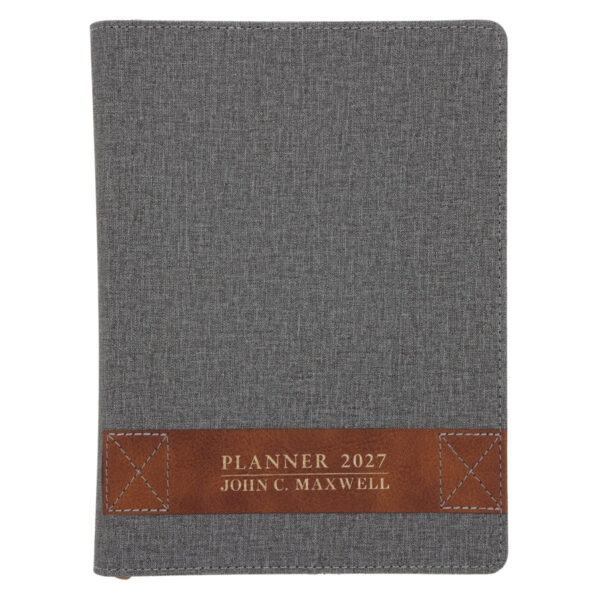 2027 John Maxwell A5 Diary - Daily Planner Grey - Imitation Leather with Zip