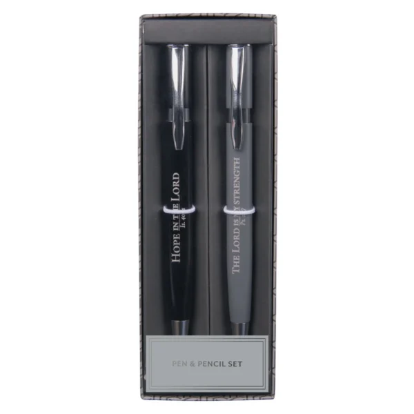 Hope in the Lord & The Lord Is My Strength Black Pen and Grey Pencil Set