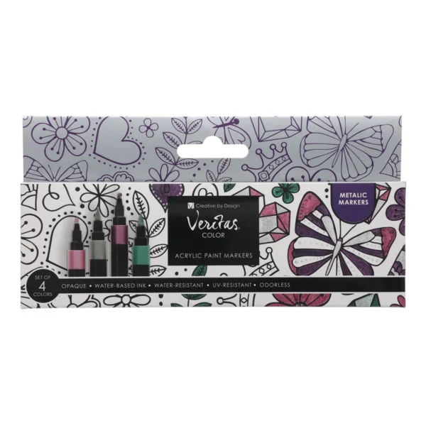 Veritas Four-Piece Metallic Acrylic Marker Set